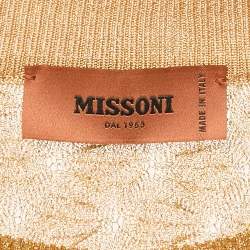 Pre Owned Missoni Gold Lurex Knit Textured Knit Crewneck Sweatshirt M