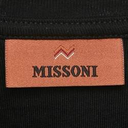 Missoni Black Zigzag Raschel Sleeve Jersey T-Shirt L