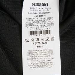Missoni Black Zigzag Raschel Sleeve Jersey T-Shirt L