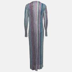 Missoni Blue Sequined Lured Knit Long Cardigan L