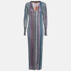 Missoni Blue Sequined Lured Knit Long Cardigan L