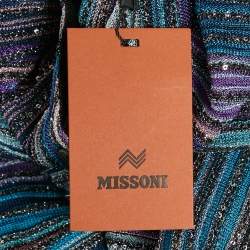 Missoni Blue Sequined Lured Knit Long Cardigan L