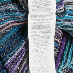 Missoni Blue Sequined Lured Knit Long Cardigan L