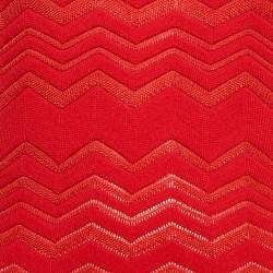Pre Owned Missoni Red Zig Zag  Knit Flared Short Dress M