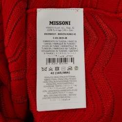 Pre Owned Missoni Red Zig Zag  Knit Flared Short Dress M
