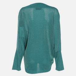 Pre Owned Missoni Metallic Lurex Knit Long Sleeve V Neck Tops M