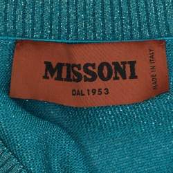 Pre Owned Missoni Metallic Lurex Knit Long Sleeve V Neck Tops M