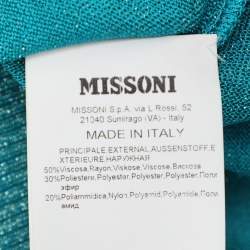 Pre Owned Missoni Metallic Lurex Knit Long Sleeve V Neck Tops M