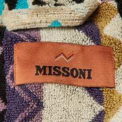 Pre Owned Missoni Multicolor Printed Terry Belted Bathrobe L