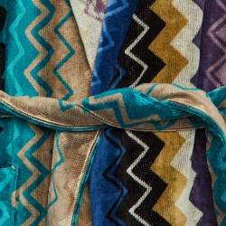 Pre Owned Missoni Multicolor Printed Terry Belted Bathrobe L