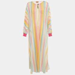 مملوكة مسبقًا Missoni Multicolor Zig-Zag Print Mesh Cover-Up Dress M