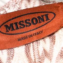 Missoni Off White Silk and Linen Blend Ruffle Detail Contrast Lined Long Coat M