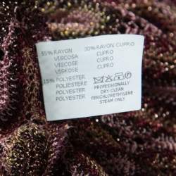 Pre Owned Missoni Burgundy Flame Patterned Knit Off Shoulder Knit Dress M