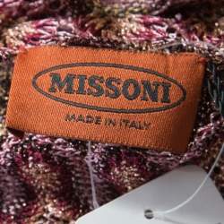 Pre Owned Missoni Burgundy Flame Patterned Knit Off Shoulder Knit Dress M