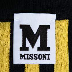 Pre Owned M Missoni Yellow and Black Jacquard Dobby Knit Belted Bodycon Dress M