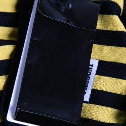 Pre Owned M Missoni Yellow and Black Jacquard Dobby Knit Belted Bodycon Dress M