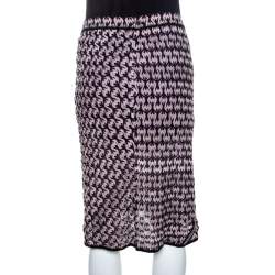 Pre Owned Missoni Multicolor Textured Jacquard Knit Midi Skirt M