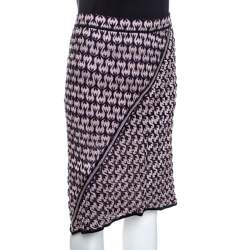 Pre Owned Missoni Multicolor Textured Jacquard Knit Midi Skirt M