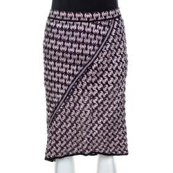 Pre Owned Missoni Multicolor Textured Jacquard Knit Midi Skirt M