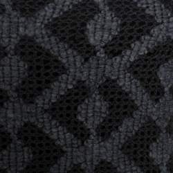 Pre Owned Missoni Grey Abstract Patterned Eyelet Knit Shift Dress S