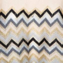 Pre Owned Missoni Cream Lurex Chevron Wool Knit Poncho (One Size)