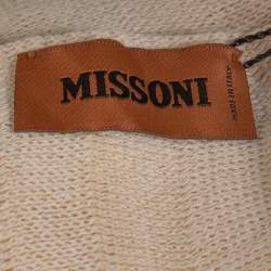 Pre Owned Missoni Cream Lurex Chevron Wool Knit Poncho (One Size)