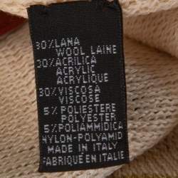 Pre Owned Missoni Cream Lurex Chevron Wool Knit Poncho (One Size)