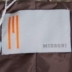 Pre Owned Missoni Brown Abstract Printed Synthetic Hooded Puffer Jacket S
