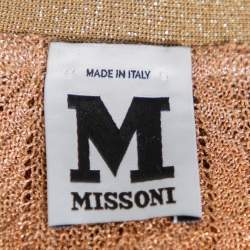 Pre Owned M Missoni Gold Lurex Knit Wave Pattern Button Front Cardigan L