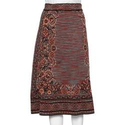 Missoni Multicolored Floral Patterned Knit Midi Skirt S