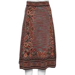 Missoni Multicolored Floral Patterned Knit Midi Skirt S