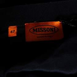 Pre Owned Missoni Black Lurex Knit Sheer Pleated Detail Maxi Skirt M