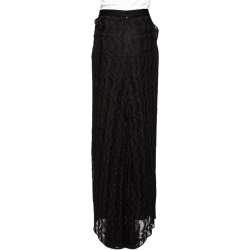 Pre Owned Missoni Black Lurex Knit Sheer Pleated Detail Maxi Skirt M