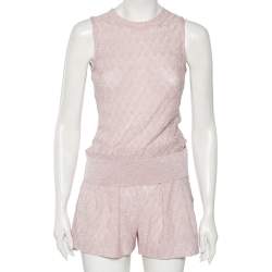 Pre Owned Missoni Pink Patterned Lurex Knit Sleeveless Top & Pleated Shorts Set S