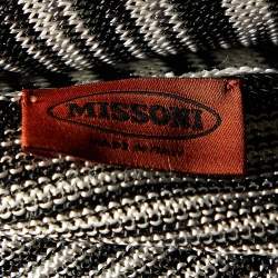 Pre Owned Missoni Monochrome Crochet Knit Open Front Long Cardigan M