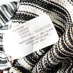 Pre Owned Missoni Monochrome Crochet Knit Open Front Long Cardigan M