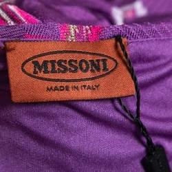 Pre Owned Missoni Purple Patterned Knit Spaghetti Strap Layered Mini Dress M