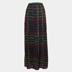 Pre Owned Missoni Multicolor Chevron Patterned Knit Maxi Skirt L
