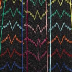 Pre Owned Missoni Multicolor Chevron Patterned Knit Maxi Skirt L