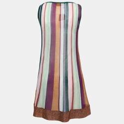 Pre Owned Missoni Multicolor Striped Lurex Sleeveless Mini Dress S