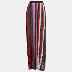 Pre Owned Missoni Multicolor Striped Patterned Crochet Knit Maxi Skirt XL