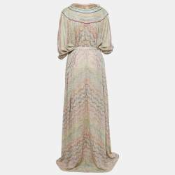 Pre Owned Missoni Multicolor Lurex Knit V-Neck Maxi Kaftan L