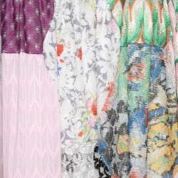 Pre Owned Missoni Multicolor crochet-knit Patchwork-Effect Metallic Strappy Maxi Dress L