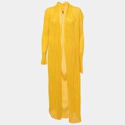 Missoni Yellow Ribbed Knit Open Long Cardigan XL