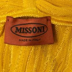 Missoni Yellow Ribbed Knit Open Long Cardigan XL