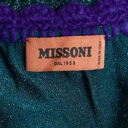 Pre Owned Missoni Green Lurex Knit One Shoulder Maxi Dress L
