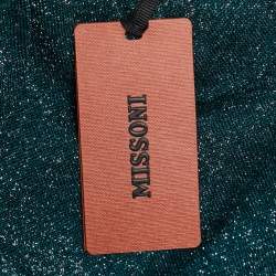 Pre Owned Missoni Green Lurex Knit One Shoulder Maxi Dress L