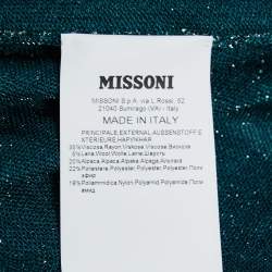 Pre Owned Missoni Green Lurex Knit One Shoulder Maxi Dress L