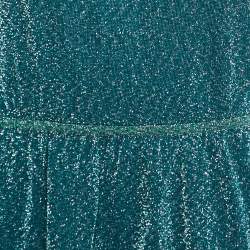 Pre Owned Missoni Green Lurex Knit One Shoulder Maxi Dress L