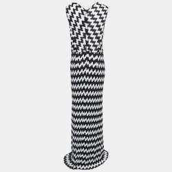 Pre Owned Missoni Black/White Patterned Lurex Knit Maxi Dress L